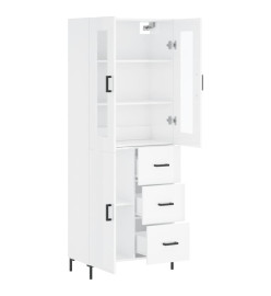 Buffet haut Blanc brillant 69,5x34x180 cm Bois d'ingénierie