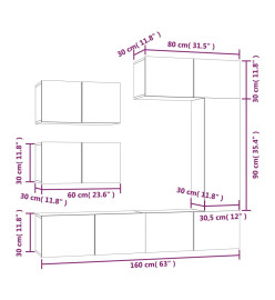 Ensemble de meubles TV 6 pcs Noir Bois d'ingénierie