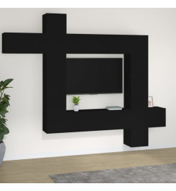 Ensemble de meubles TV 9 pcs Noir Bois d'ingénierie