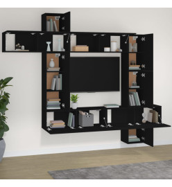 Ensemble de meubles TV 9 pcs Noir Bois d'ingénierie