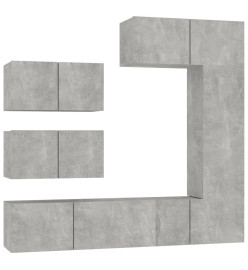 Ensemble de meubles TV 6 pcs Gris béton Bois d'ingénierie