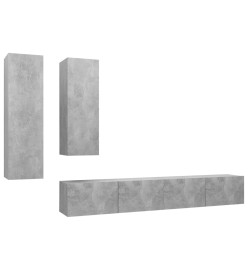 Ensemble de meuble TV 4 pcs Gris béton Aggloméré