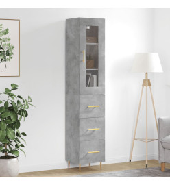 Buffet haut Gris béton 34,5x34x180 cm Bois d'ingénierie
