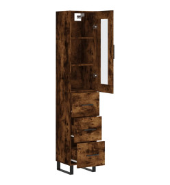 Buffet haut Chêne fumé 34,5x34x180 cm Bois d'ingénierie