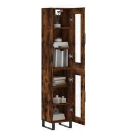 Buffet haut Chêne fumé 34,5x34x180 cm Bois d'ingénierie