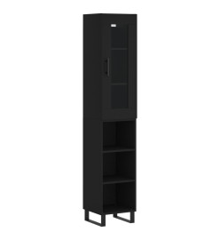 Buffet haut Noir 34,5x34x180 cm Bois d'ingénierie