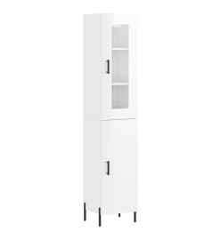 Buffet haut Blanc brillant 34,5x34x180 cm Bois d'ingénierie