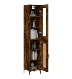 Buffet haut Chêne fumé 34,5x34x180 cm Bois d'ingénierie