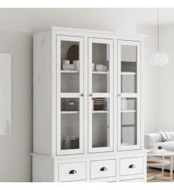 Armoire avec portes vitrées BODO blanc bois de pin massif