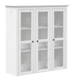 Armoire avec portes vitrées BODO blanc bois de pin massif