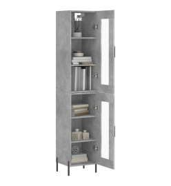 Buffet haut Gris béton 34,5x34x180 cm Bois d'ingénierie