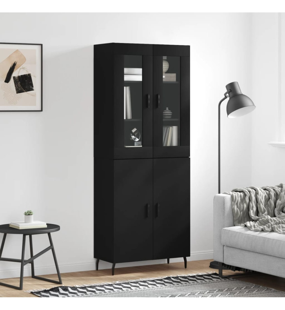 Buffet haut Noir 69,5x34x180 cm Bois d'ingénierie Buffet haut Noir 69,5x34x180 cm Bois d'ingénierie