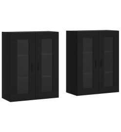 Armoires murales 2 pcs noir bois d'ingénierie