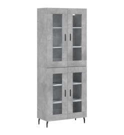 Buffet haut Gris béton 69,5x34x180 cm Bois d'ingénierie