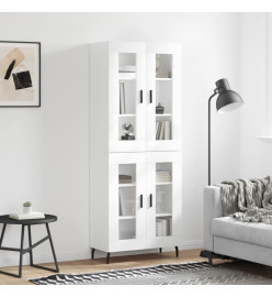 Buffet haut Blanc brillant 69,5x34x180 cm Bois d'ingénierie