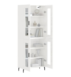 Buffet haut Blanc brillant 69,5x34x180 cm Bois d'ingénierie
