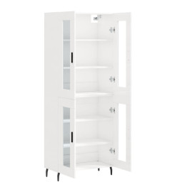Buffet haut Blanc brillant 69,5x34x180 cm Bois d'ingénierie