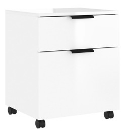 Classeur mobile avec roues Blanc brillant 45x38x54 cm