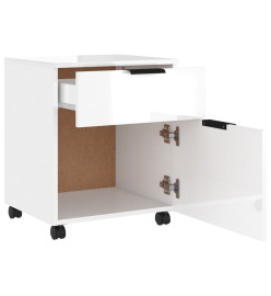 Classeur mobile avec roues Blanc brillant 45x38x54 cm