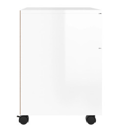Classeur mobile avec roues Blanc brillant 45x38x54 cm