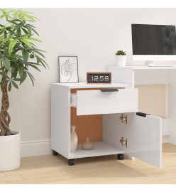 Classeur mobile avec roues Blanc brillant 45x38x54 cm
