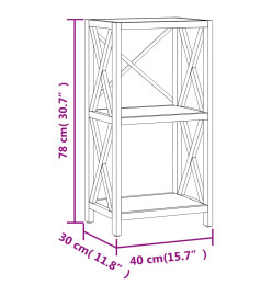 Étagère à 3 niveaux 40x30x78 cm bois de chêne massif