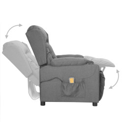 Fauteuil de massage inclinable Gris clair Tissu