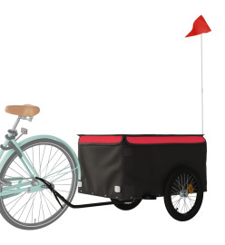 Remorque pour vélo noir et rouge 45 kg fer