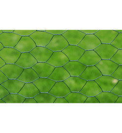 Grillage Acier galvanisé et revêtement en PVC 25x0,75 m Vert