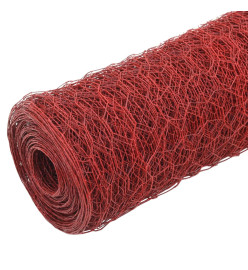 Grillage Acier avec revêtement en PVC 25x0,5 m Rouge