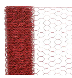 Grillage Acier avec revêtement en PVC 25x0,5 m Rouge