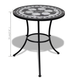 Table de bistro Noir et blanc 60 cm Mosaïque