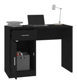 Bureau avec tiroir et armoire Noir 100x40x73 cm Bois ingénierie