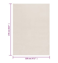 Tapis shaggy doux lavable 120x170 cm Antidérapant Crème