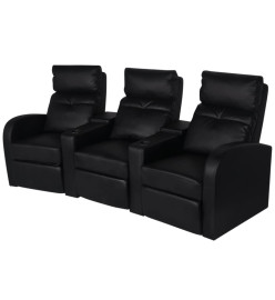 Fauteuil inclinable à 3 places Cuir synthétique Noir