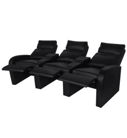 Fauteuil inclinable à 3 places Cuir synthétique Noir