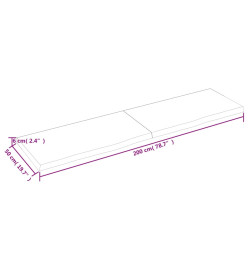 Étagère murale gris foncé 200x50x6 cm bois chêne massif traité