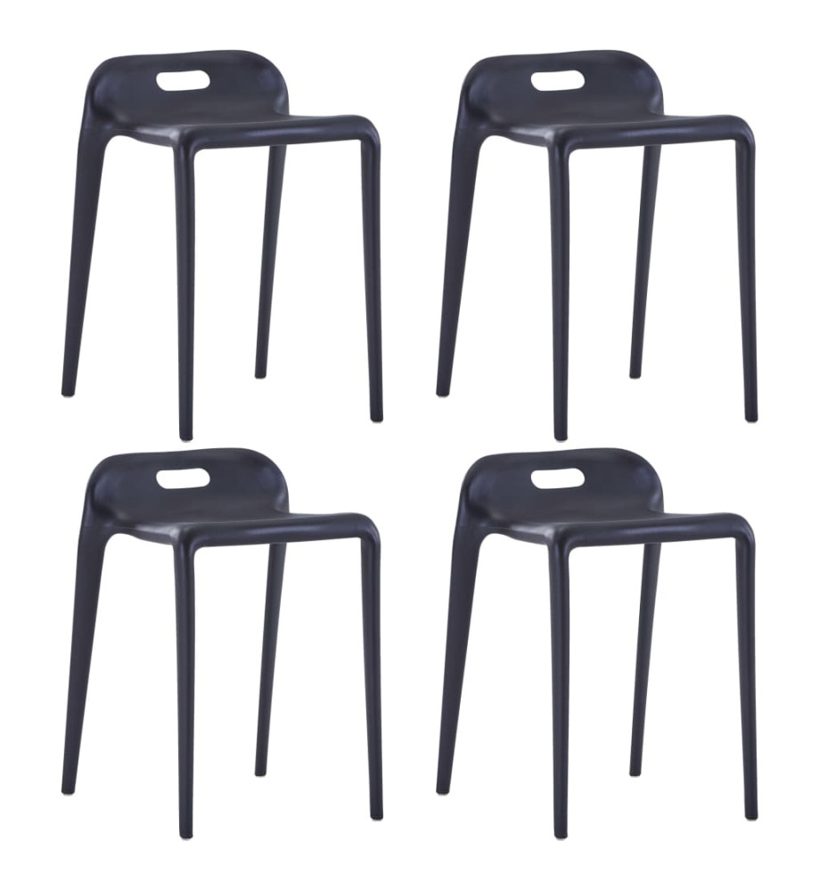 Tabourets empilables lot de 4 noir plastique