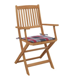 Chaises pliables de jardin 6 pcs avec coussins Bois d'acacia