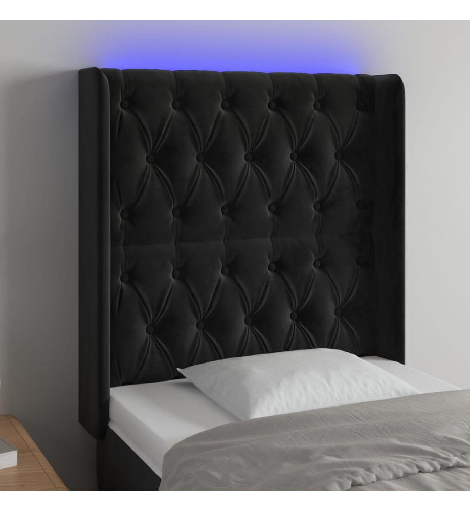 Tête de lit à LED Noir 83x16x118/128 cm Velours Tête de lit à LED Noir 83x16x118/128 cm Velours