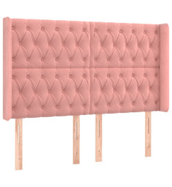 Tête de lit avec oreilles Rose 147x16x118/128 cm Velours