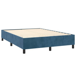 Sommier tapissier matelas et LED Bleu foncé 140x190 cm Velours
