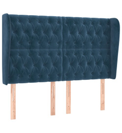 Tête de lit avec oreilles Bleu foncé 147x23x118/128 cm Velours