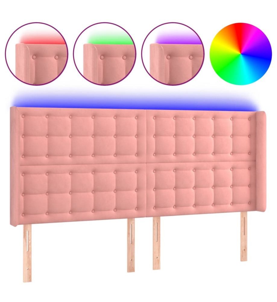 Tête de lit à LED Rose 183x16x118/128 cm Velours Tête de lit à LED Rose 183x16x118/128 cm Velours