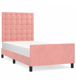 Cadre de lit avec tête de lit Rose 90x190 cm Velours