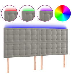 Tête de lit à LED Gris clair 180x5x118/128 cm Velours