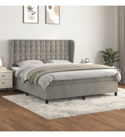 Lit à sommier tapissier et matelas Gris clair 180x200cm Velours