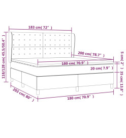Lit à sommier tapissier et matelas Gris clair 180x200cm Velours