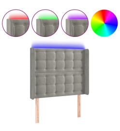 Tête de lit à LED Gris clair 93x16x118/128 cm Velours