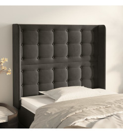 Tête de lit avec oreilles Gris foncé 93x16x118/128 cm Velours